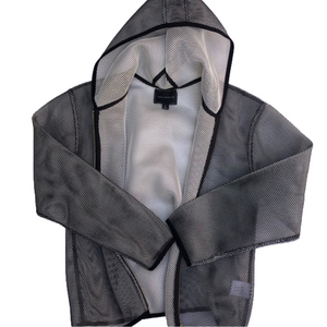 Tonia Debellis   silver grey net jacket with hood size M